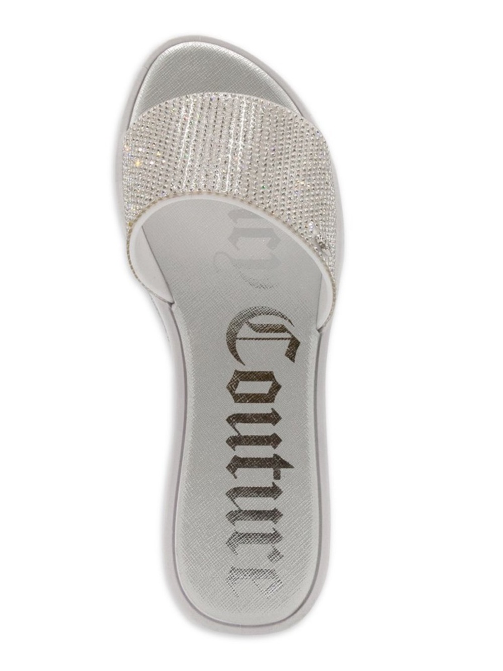 Y2K Juicy Couture Yippy White Slide Sandals with Silver Crystal Rhinestones - Picture 12 of 12